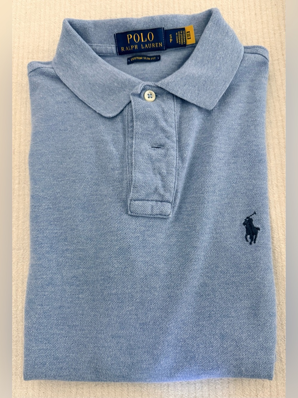 Ralph Lauren Light Blue Knit Polo with Navy Pony